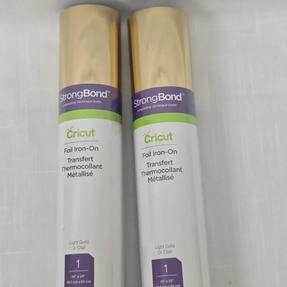 2 New SEALED Cricut ROSE GOLD Strong Bond FOIL IRON-ON Vinyl Rolls 12inX24in